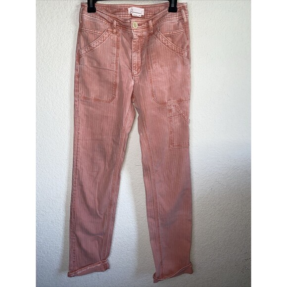 Anthropologie Denim - Anthropologie Pilcro pink jeans Cargo Crop carpenter Stretch 25 lagen cottage